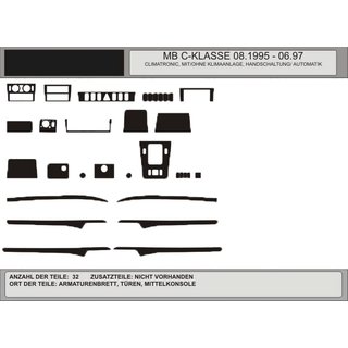 АКЦИЯ! Накладки на панель под дерево (1995-1997) Mercedes C-class W202 1993-2001 гг.