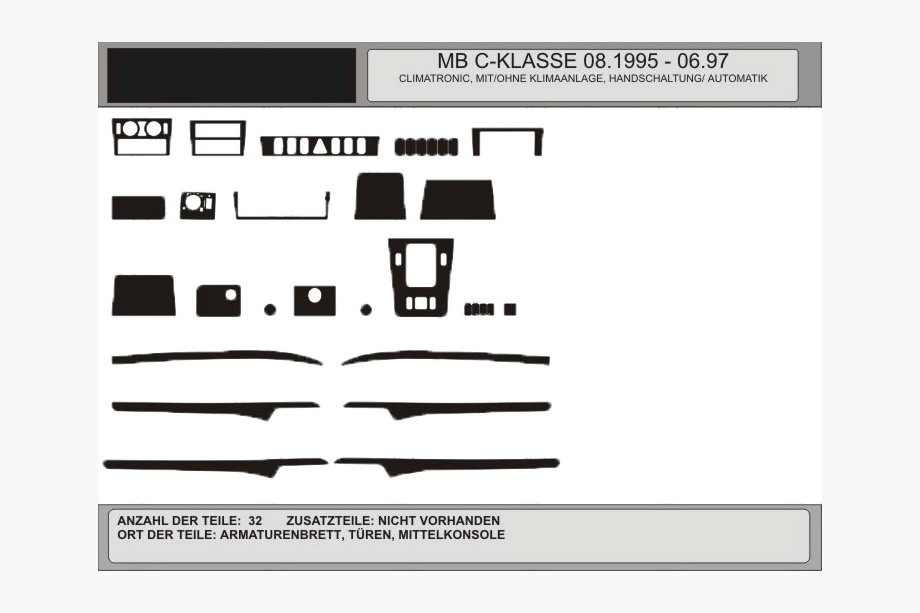 Mercedes C-class W202 1993-2001 гг. АКЦИЯ! Накладки на панель под дерево (1995-1997) Image