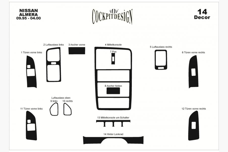 Nissan Almera N15 1995-2000 гг. Накладки на Панель Приборов Image