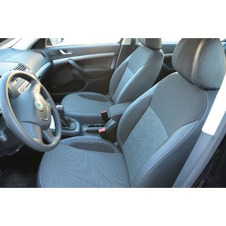 Авточехлы (Эко-кожа↗Ткань, Premium) Skoda Octavia II A5 2006-2010 гг. фото 3