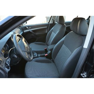 Авточехлы (Эко-кожа↗Ткань, Premium) Skoda Octavia II A5 2006-2010 гг. фото 1