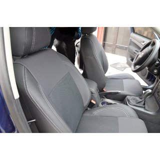 Авточехлы (Эко-кожа↗Ткань, Premium) Skoda Superb 2001-2009 гг. фото 1