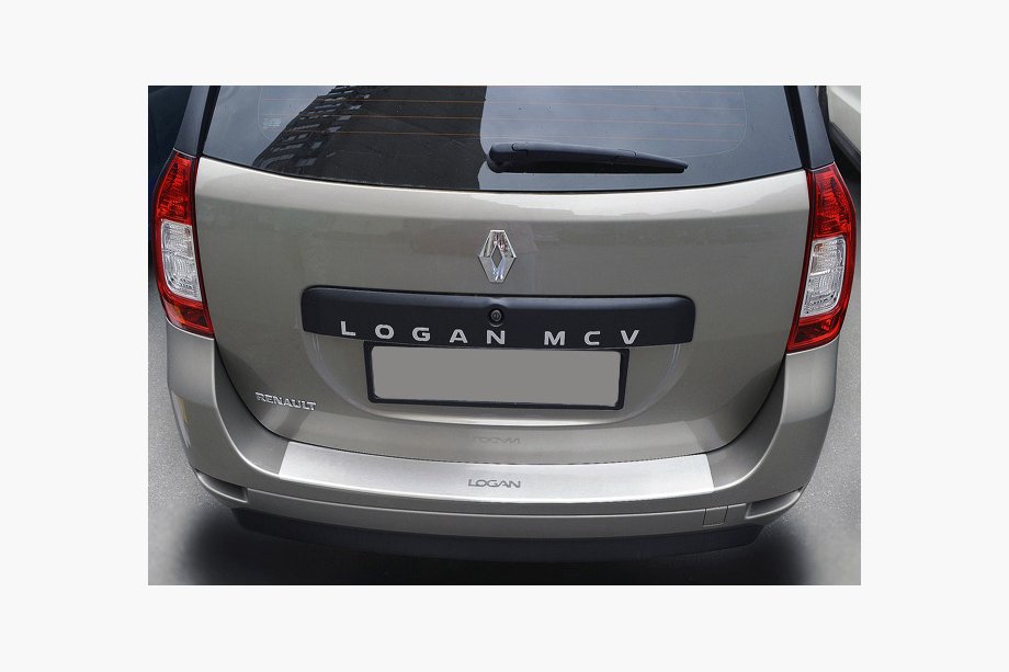 Renault Logan MCV 2013-2022 гг. Накладка на задний бампер с отбортовкой NataNika (нержавейка) Image