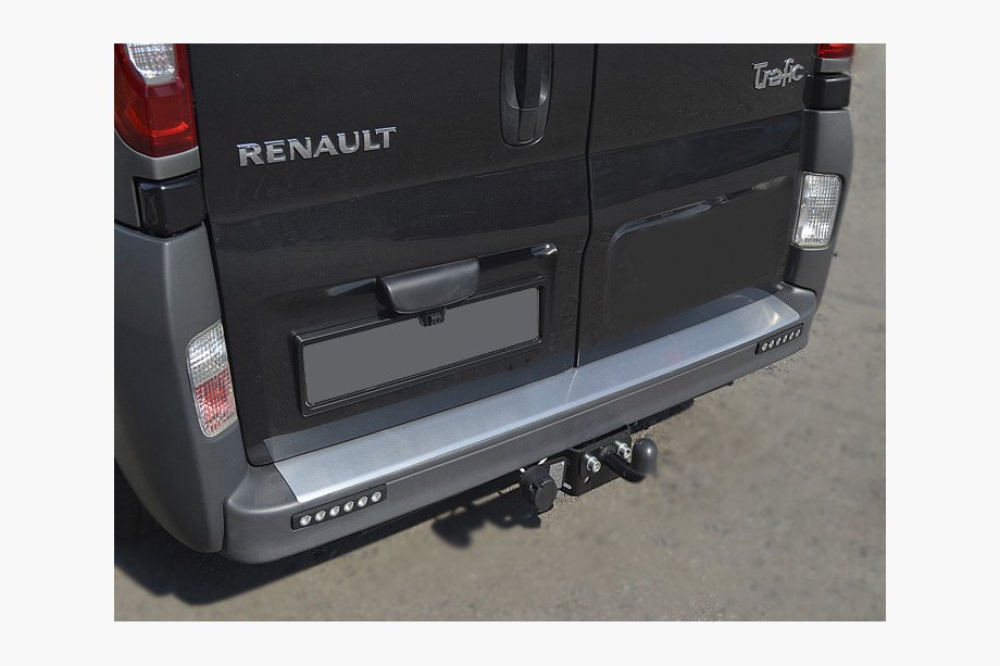 Renault Trafic 2001-2015 гг. Накладка на задний бампер с загибом Nataniko (нержавейка) Image