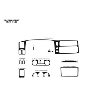 Mitsubishi Pajero Sport 1996-2002 Накладки на панель