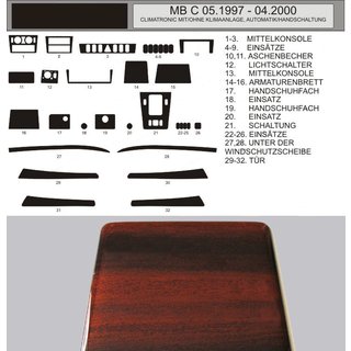 АКЦИЯ! Накладки на панель под дерево (1997-2000) Mercedes C-class W202 1993-2001 гг.