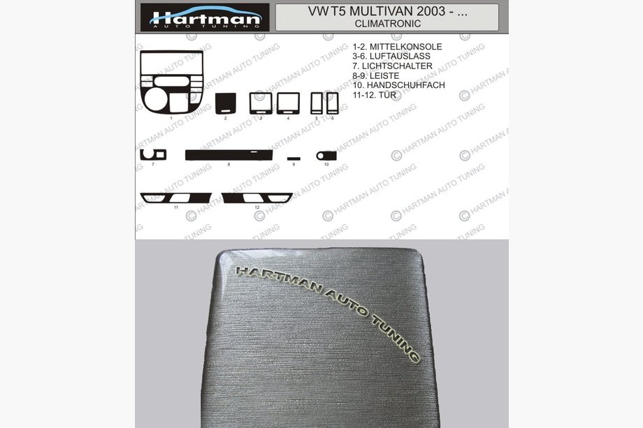 Volkswagen T5 Multivan 2003-2010 гг. АКЦИЯ! Накладки на панель под алюминий Image