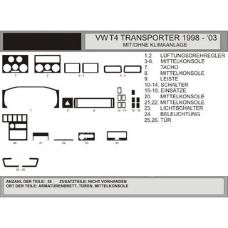 Акция !!! Накладки на торпеду под дерево, Hartman Volkswagen T4 Caravelle/Multivan 1990-2003 гг.