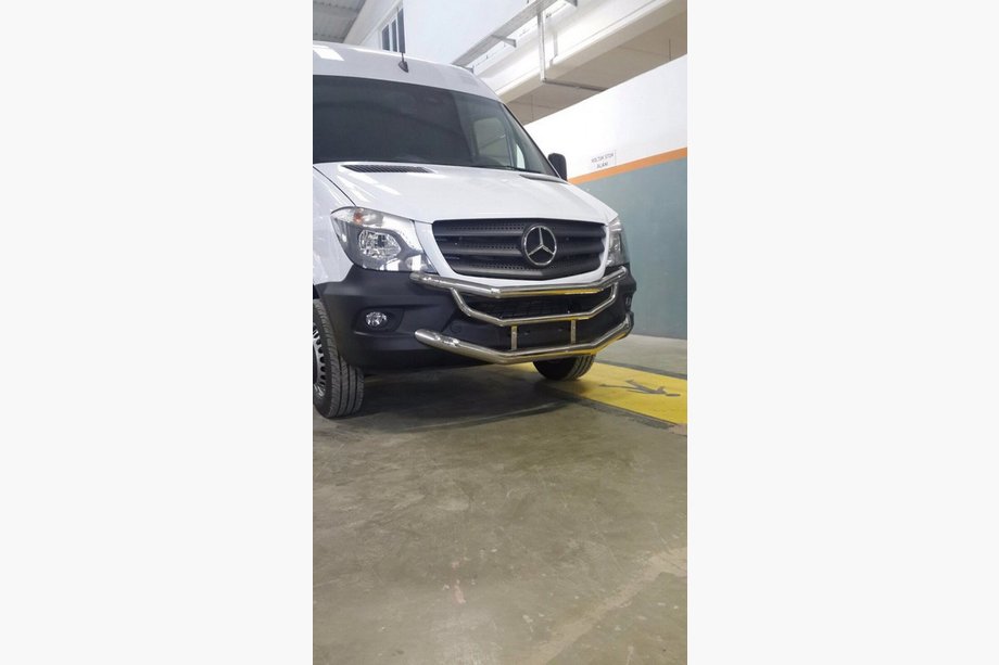 Mercedes Sprinter W906 2006–2018 гг. Защита переднего бампера OM3-2 (2013+, Нержавейка) Верхний и нижний Фото 2