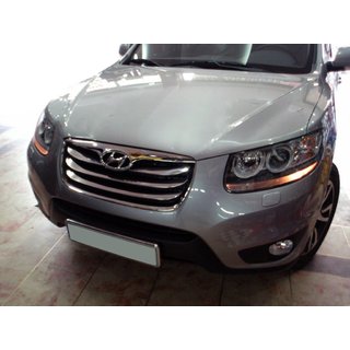 Накладки на решетку Нержавеющая сталь (2010-2012, 4 шт.) Hyundai Santa Fe 2 2006-2012 гг. фото 2