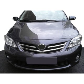 Хромированные накладки на решетку радиатора (2010-2013, 3 шт, нержавейка) Toyota Corolla 2007-2013 гг. фото 1