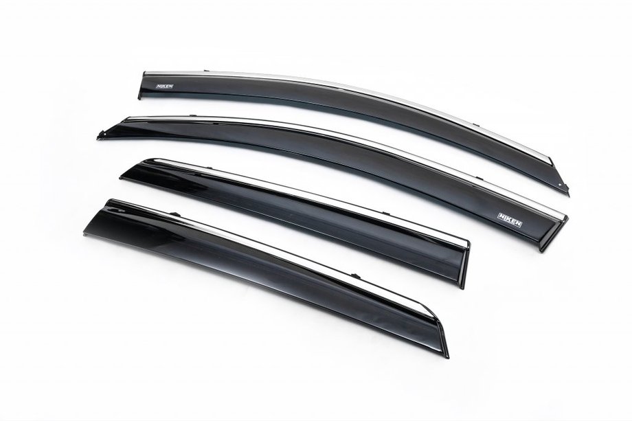 Nissan Qashqai 2010-2014 гг. Ветровики с хромированным молдингом (4 шт, Niken) Фото 5