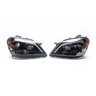 Передние фары с LED-элементом (2005-2008, 2 шт, темные) Mercedes ML W164 2005-2011 гг. фото 1