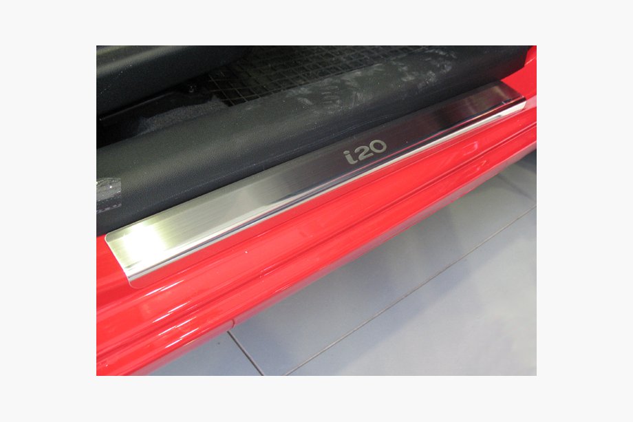 Hyundai I-20 2012-2014 гг. Накладки на пороги Natanika Premium (4 шт, нержавейка) Image