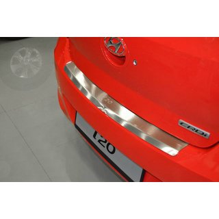 Накладка на задний бампер с загибом Nataniko (нержавейка) Hyundai I-20 2008-2012 гг.