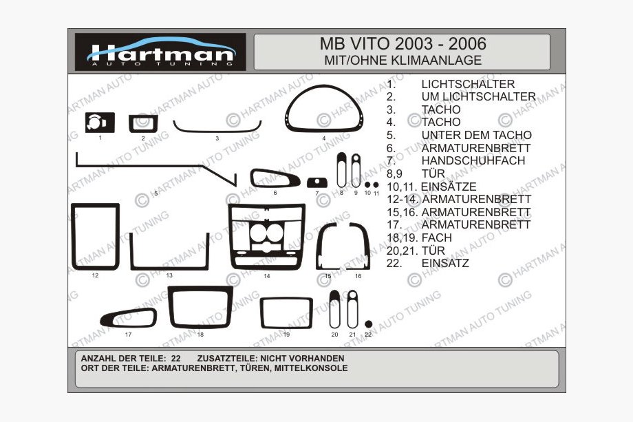 Mercedes Vito W639 2004-2014 гг. Акция !!! Накладки на панель (HARTMANN) под дерево Image