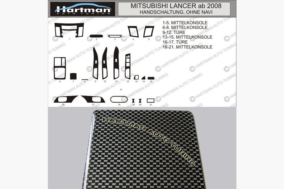 Mitsubishi Lancer X 2008- гг. АКЦИЯ! Накладки на панель под карбон Image