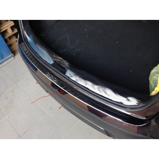 Накладка на задний бампер с резиновыми вставками (нержавейка) Nissan Qashqai 2007-2010 гг. фото 2