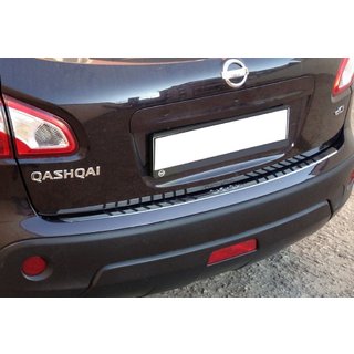 Накладка на задний бампер с резиновыми вставками (нержавейка) Nissan Qashqai 2007-2010 гг. фото 1
