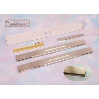 Накладки на пороги Natanika Standard (4 шт, нержавейка) Nissan Micra K12 2003-2010 гг.