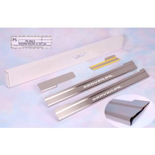 Накладки на пороги Natanika Standard (4 шт, нержавейка) Nissan Micra K13 2011-2016 гг.