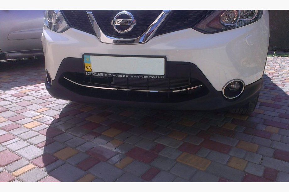 Nissan Qashqai 2014-2021 гг. Накладка на передний бампер нержавейка (2014-2017) Carmos - Турецкая Нержавеющая Сталь Фото 2