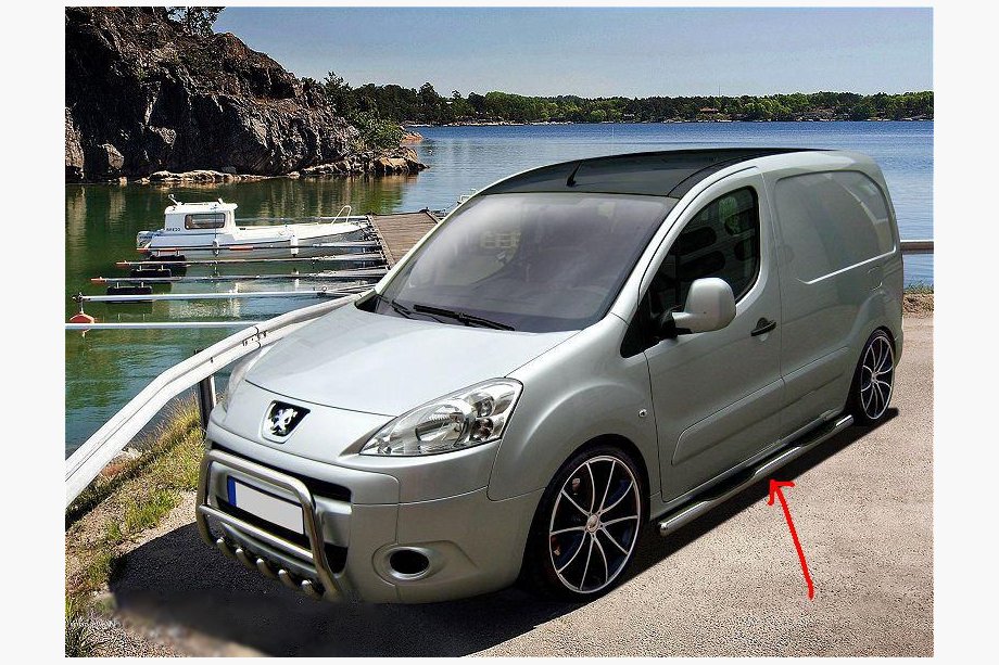 Citroen Berlingo 2008↗ Боковые трубы 60мм с пластиковыми подножками Image