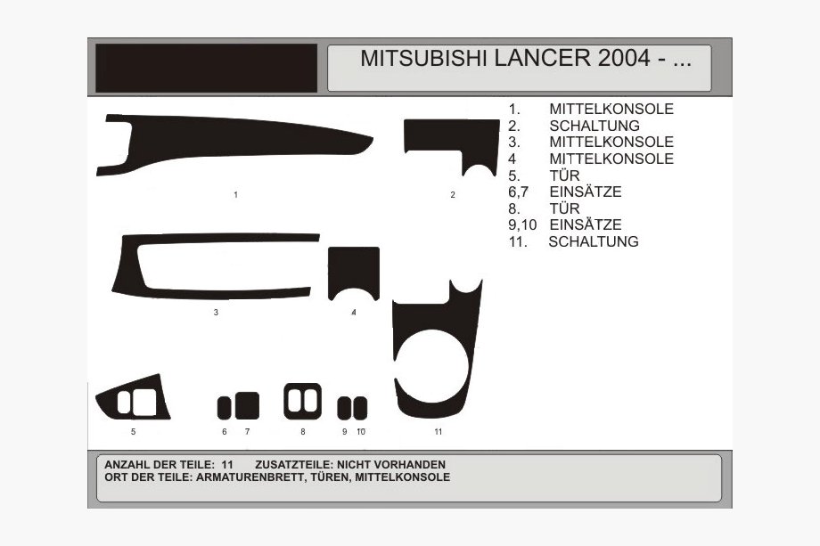 Mitsubishi Lancer 9 2004-2008 гг. Накладки на панель приборов (Hartman) Image