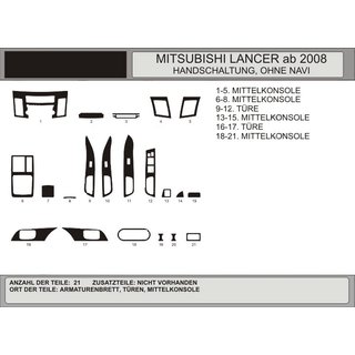 Накладки на панель приборов (Hartman) Mitsubishi Lancer X 2008- гг. фото 1