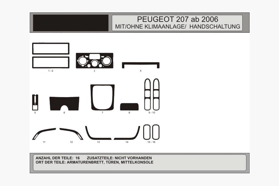 Peugeot 207 2006-2014 гг. Накладки на панель приборов (Hartman) Image