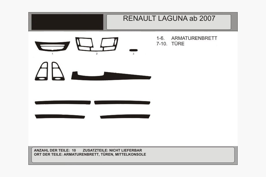 Renault Laguna 2007-2015 гг. Накладки на панель приборов (Hartman, Польша) Image