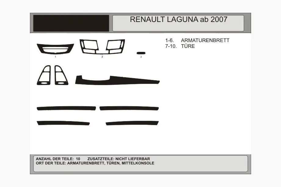 Renault Laguna 2007-2015 гг. Накладки на панель приборов (Hartman, Польша) Красный Фото 1