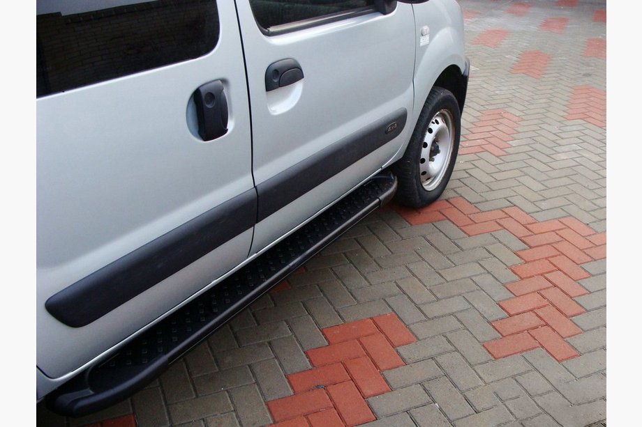 Renault Kangoo 1998-2008 гг. Боковые Подножки Allmond Black (2 шт., Алюминий) Image