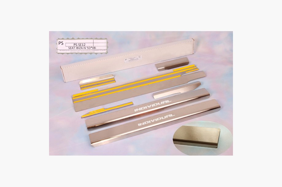 Seat Toledo 2012-2019 гг. Накладки на пороги из нержавеющей стали Natanika Standard (8 шт) Image