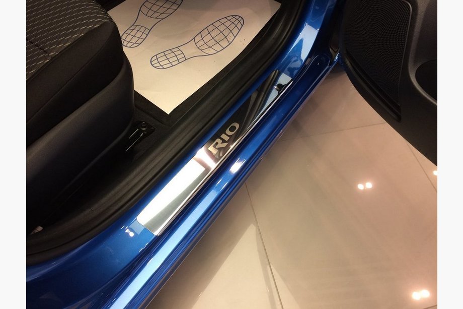 Kia Rio 2005-2011 гг. Накладки на пороги Natanika Standard (4 шт, нержавейка) Image