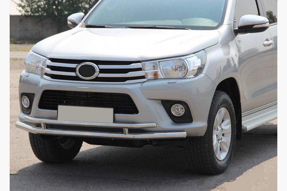Toyota Hilux 2015- гг. Передняя защита ST018 (нерж. сталь) Image