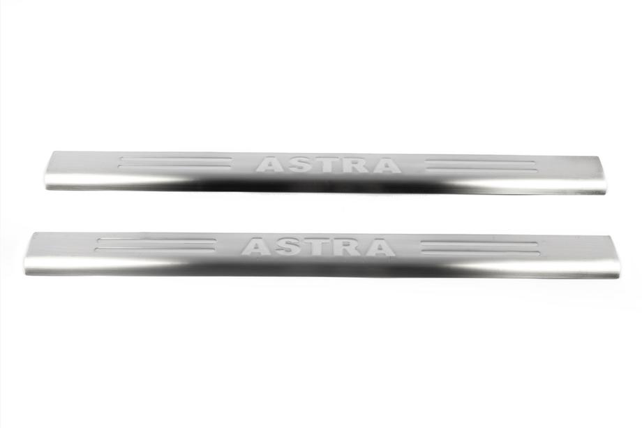 Opel Astra G classic 1998-2012 гг. Накладки на пороги Omsa нержавейка Купе (2 шт.) Фото 2