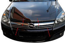 Opel Astra H 2004-2013 гг. Хромированные Накладки на Решетку (4 шт., Нержавеющая Сталь) фото 1