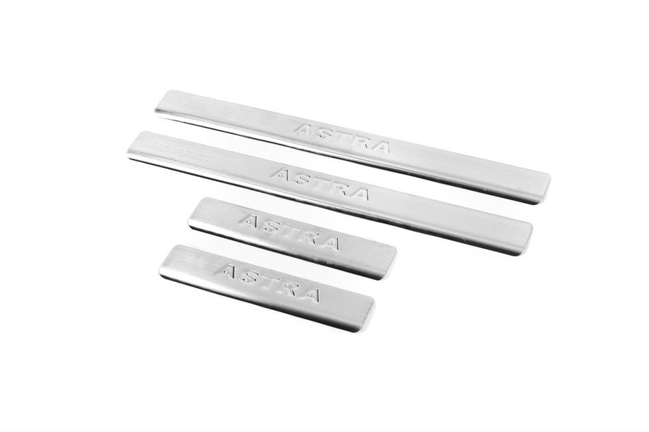 Opel Astra H 2004-2013 гг. Накладки на пороги Omsa (4 шт, нержавейка) Image