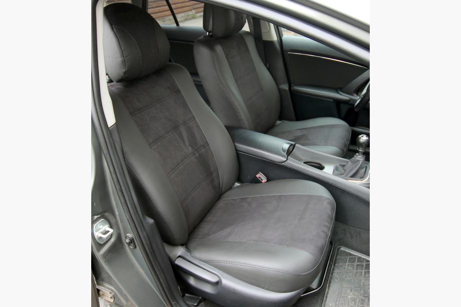 Toyota Avensis 2009-2018 гг. Авточехлы экокожа+ткань+алькантара Antara A001 (полный салон) Image