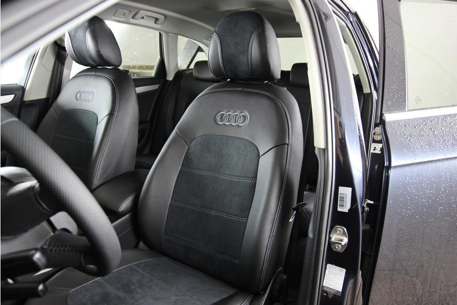 Audi A4 B8 2007-2015 гг. Авточехлы экокожа+ткань+алькантара Antara A001 (полный салон) Фото 6