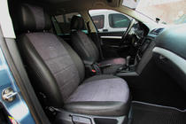 Skoda Octavia II A5 2006-2010 гг. Авточехлы экокожа+ткань+алькантара Antara A001 (полный салон) фото 1