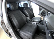 Renault Megane III 2009-2016 гг. Авточехлы экокожа+ткань+алькантара Antara A001 (полный салон) фото 1