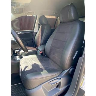 Авточехлы экокожа+ткань+алькантара Antara A001 (полный салон) Volkswagen Tiguan 2016-2023 гг. фото 4