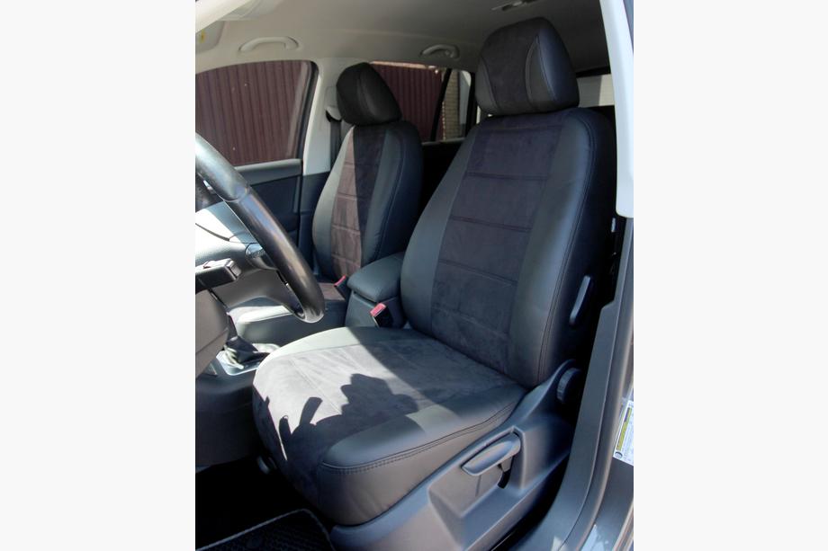 Volkswagen Tiguan 2016-2023 гг. Авточехлы экокожа+ткань+алькантара Antara A001 (полный салон) Image