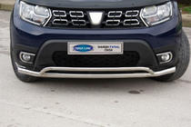 Dacia Duster 2018-2024 гг. Передняя защита Vegas (60/42мм, нержавейка) фото 1