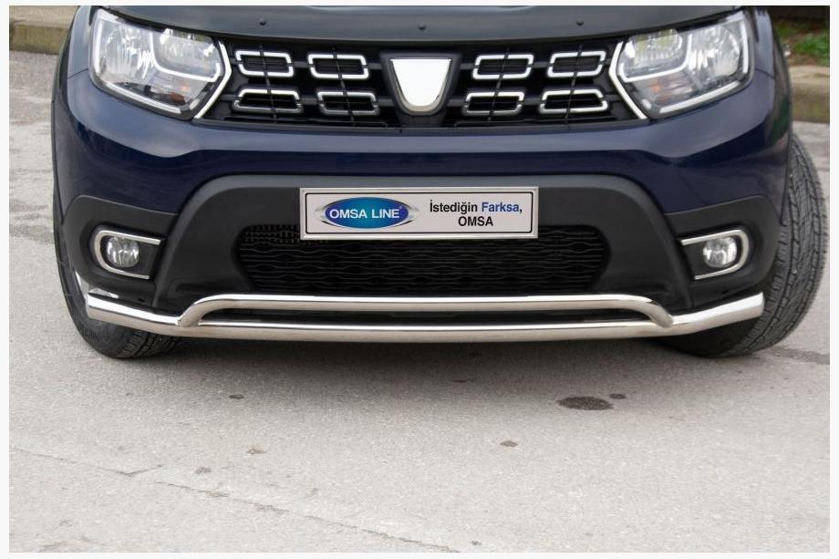 Dacia Duster 2018-2024 гг. Передняя защита Vegas (60/42мм, нержавейка) Image
