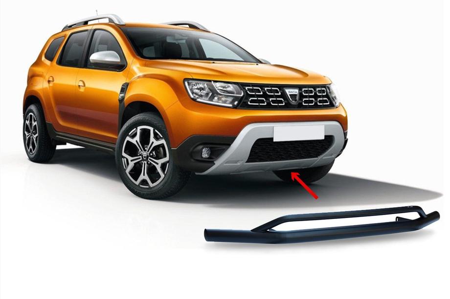 Renault Duster 2018-2024 гг. Передняя защита Vegas (60/42мм, черный) Фото 2