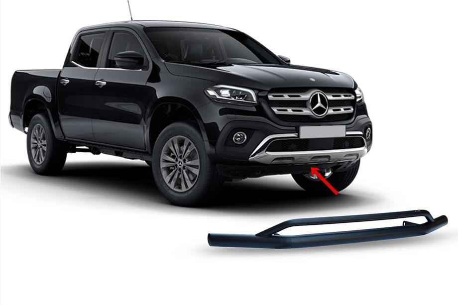 Mercedes X class 2017-2020 гг. Передняя двойная защита Vegas (черный, 76мм) Фото 2