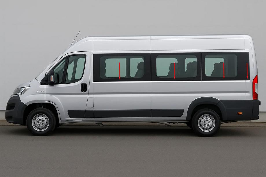 Peugeot Boxer 2006-2025 гг. Комплект нижних молдингов стекол нержавейка Фото 1